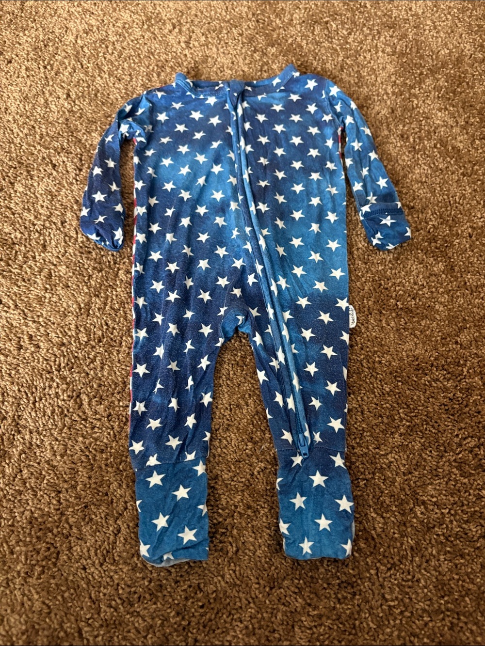 Gigi and Max Americana Print Bamboo One-Piece Convertible Zipper Pajamas